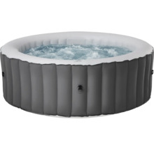 Nafukovacia sivá vírivka s bublajúcou vodou a rebrovanou vonkajšou stenou.