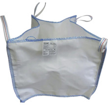 Biely Big Bag vak so štyrmi úchytmi a modrým šitím na sypké materiály.