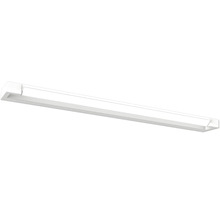 Štíhle obdĺžnikové biele LED stropné svietidlo, minimalistický dizajn, vhodné ako nástenné alebo stropné svetlo pre rovnomerné osvetlenie.