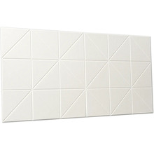 Trojrozmerný nástenný panel s geometrickým vzorom trojuholníkov a štruktúrovaným povrchom.