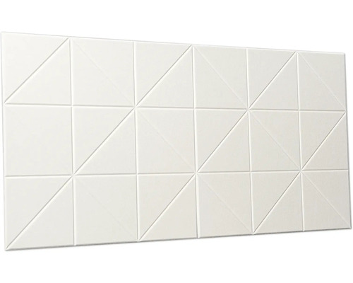 Trojrozmerný nástenný panel s geometrickým vzorom trojuholníkov a štruktúrovaným povrchom.