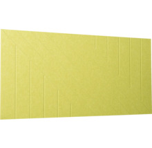 Akustický panel v limetkovo zelenej farbe so zvislými a diagonálnymi líniami zo štruktúrovanej plsti na dekoráciu stien.
