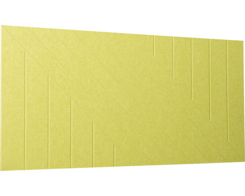 Akustický panel v limetkovo zelenej farbe so zvislými a diagonálnymi líniami zo štruktúrovanej plsti na dekoráciu stien.