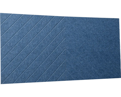 Modrý akustický panel z plsti s diagonálnym vzorom.