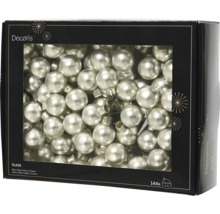 Balenie 144 sklenených vianočných gulí Decoris, priemer 2,5 centimetra, perleťovo biela.