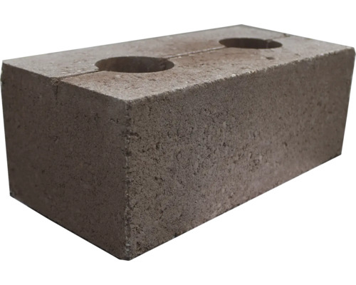 Obdĺžniková betónová tvárnica s dvomi okrúhlymi otvormi na hornej strane.