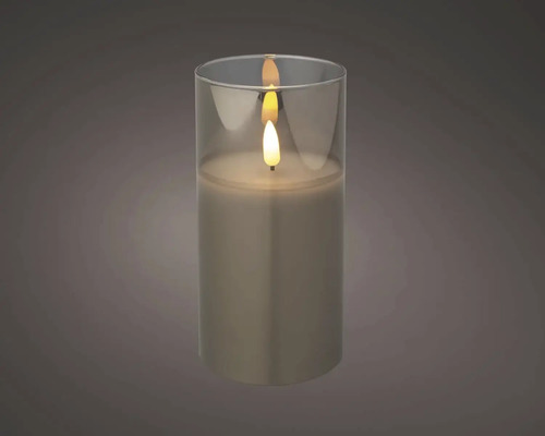 LED sviečka z pravého vosku v sklenenom valci s mihotavým plameňom