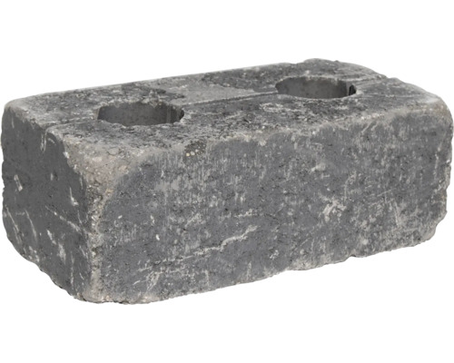Betónová tvárnica na múriky so štruktúrovaným povrchom a dvoma otvormi.
