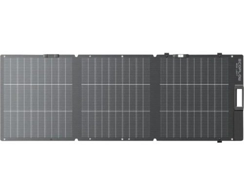 Prenosný solárny panel EcoFlow pozostávajúci z troch skladacích častí pre mobilné napájanie.