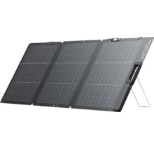 Skladací solárny panel EcoFlow s tromi segmentmi a integrovaným stojanom.