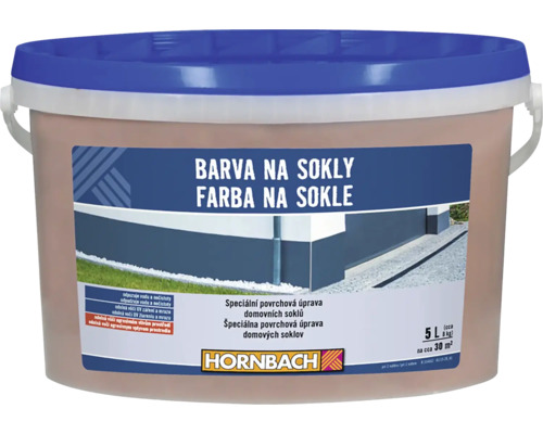 Hornbach farba na sokle pre domové sokle v plastovom vedre, približne 5 litrov, hnedosivá.