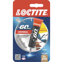 Univerzálne lepidlo Loctite 60 sekúnd, 20 gramov, extra silné, korigovateľné, flexibilné a transparentné, na drevo, kov a plasty.