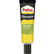 Kontaktné lepidlo Pattex Chemoprén Univerzál na pevné spoje v 50 mililitrovej tube.