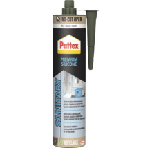 Sanitárny silikón Pattex Premium biely, kartuša s tryskou, odolný voči plesniam a ultrafialovému žiareniu, jednoduché otváranie, Henkel Logo.