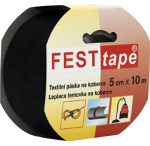 Čierna textilná páska na koberce FEST tape, šírka 5 centimetrov a dĺžka 10 metrov.