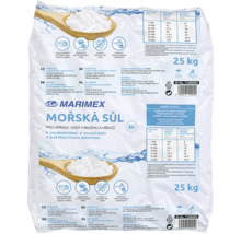 Marimex morská soľ na úpravu vody v bazénoch a vírivkách, balenie 25 kilogramov.