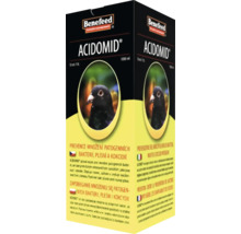 Benefeed Acidomid, 1000 mililitrov, doplnkové krmivo pre holuby na prevenciu patogénnych baktérií a plesní.