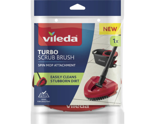 Vileda Logo. Trojuholníková drhnúca kefa Turbo, nástavec pre rotačný mop na čistenie odolných nečistôt, ideálna na škáry.