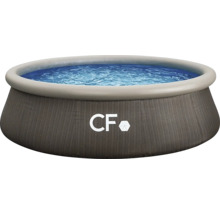Kruhový nadzemný bazén s ratanovým vzhľadom, nafukovacím prstencom a CF Logo.