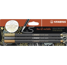 Metalické fixky Stabilo Pen 68, balenie 3 kusy, stredný hrot circa 1,4 milimetra, ideálne na kreatívnu tvorbu na tmavom papieri.