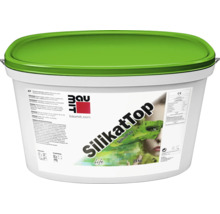 Silikátová omietka Baumit SilikatTop v 25 kilogramovom vedre. Hotová pastovitá fasádna omietka. Logo Baumit. Označenie CE.