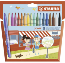 Fixky Stabilo Power sada 18 kusov so stredným hrotom, ochrana proti vysychaniu až 8 týždňov bez vrchnáka, Stabilo Logo