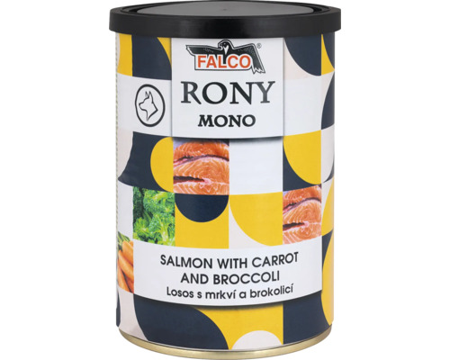 Falco Rony Mono konzerva pre psov losos s mrkvou a brokolicou