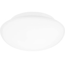 Okrúhle LED stropné svietidlo z bieleho plastu v jednoduchom dizajne.