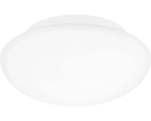 Okrúhle LED stropné svietidlo z bieleho plastu v jednoduchom dizajne.