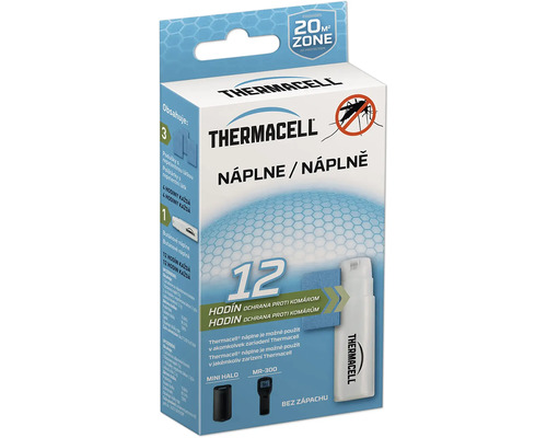 Thermacell náhradné náplne pre odpudzovače komárov, 12 hodín ochrany, obsahuje repelentné vankúšiky a butánovú náplň.