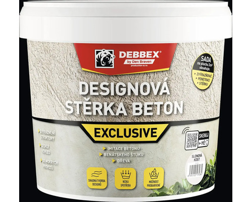 Dizajnová stierka DEBBEX Beton Exclusive plastové vedro, pre dekoratívne povrchy s imitáciou betónu.