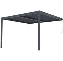 Voľne stojaca hliníková pergola s nastaviteľnou lamelovou strechou v antracitovej farbe.