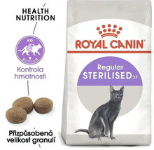 Royal Canin krmivo pre mačky Regular Sterilised 37 pre kastrované mačky, kontrola hmotnosti, s prispôsobenou veľkosťou granúl.