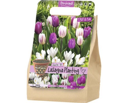 Štartovacia sada Rembrandt Lasagna Planting s cibuľami krokusov, tulipánov a hyacintov pre vrstvenú výsadbu.