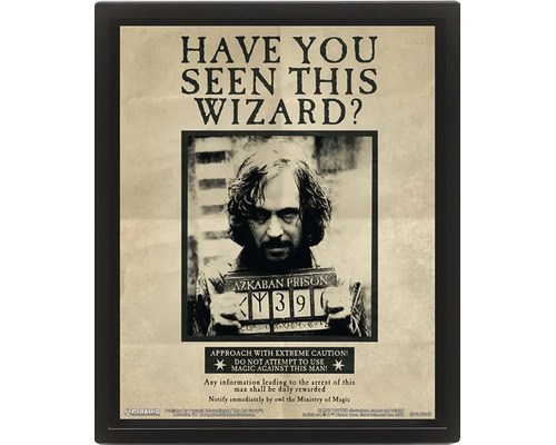 Plagát Harry Potter Sirius Black Have You Seen This Wizard v čiernom ráme