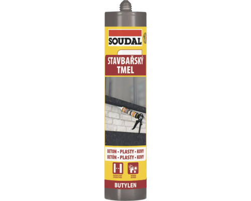 Soudal stavebný tmel Butylen v kartuši na betón, plasty a kovy, vhodný pre statické škáry v interiéri aj exteriéri.