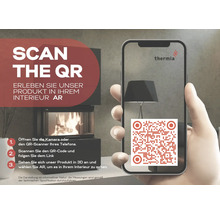 Smartfón zobrazujúci QR kód na zobrazenie produktu Thermia v 3D a rozšírenej realite.