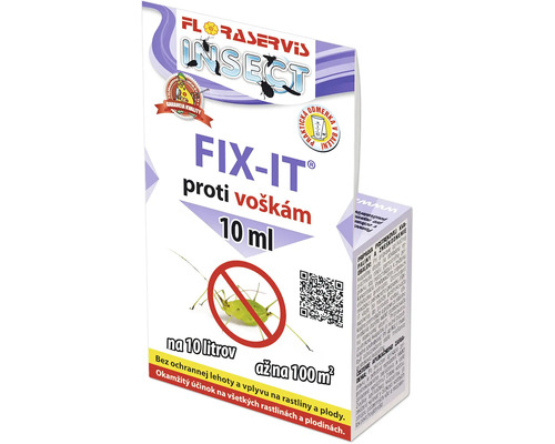 Insekticíd Floraservis Insect Fix-It proti voškám, 10 mililitrov koncentrátu na 10 litrov vody až na 100 metrov štvorcových, s odmerkou v balení.
