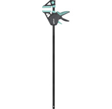 Jednoručná zvierka Wolfcraft Pro s dlhou kovovou lištou a ergonomickou plastovou rukoväťou na ovládanie jednou rukou.