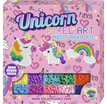 Súprava zažehľovacích korálikov Unicorn Pixel Art s 3000 korálikmi, vzormi jednorožcov a dúhy a Splat Planet Logo.