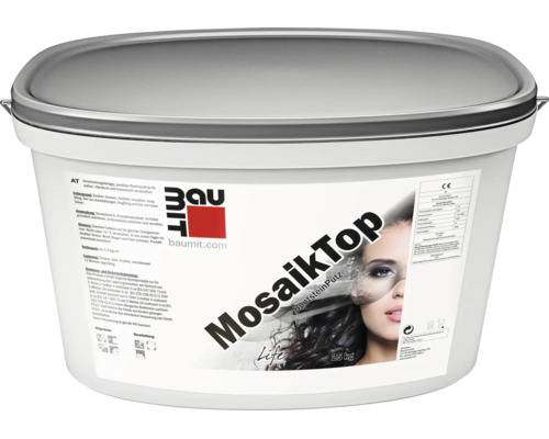Mozaiková omietka Baumit MosaikTop vo vedre s hmotnosťou 25 kg.