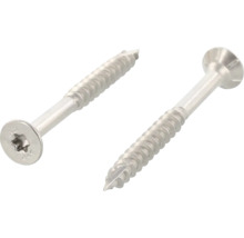 Dve skrutky do dreva so zapustenou hlavou, torx pohonom a čiastočným závitom.