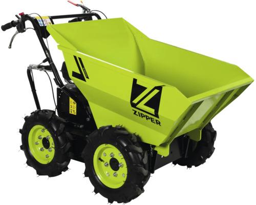 Mini dumper Zipper ZI-RD300 s pohonom všetkých kolies a veľkou vyklápacou korbou na prepravu sypkého materiálu.