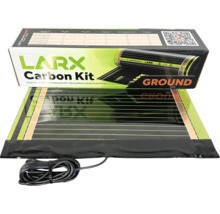 Elektrická podlahová vykurovacia rohož LARX Carbon Kit Ground s obalovou krabicou a prívodným káblom.