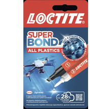 Sada Loctite Super Bond All Plastics, 2 gramy lepidla, 4 mililitre aktivátora, 28 percent biologického obsahu, Loctite Logo, Henkel Logo.