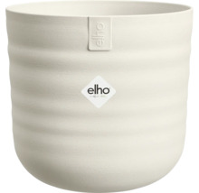Okrúhly kvetináč Elho s horizontálne vrúbkovanou povrchovou štruktúrou a Elho Logo.