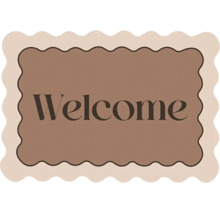 Rohožka so zvlneným okrajom a nápisom Welcome.