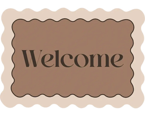 Rohožka so zvlneným okrajom a nápisom Welcome.