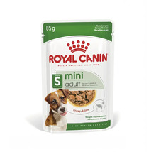Royal Canin Logo, mokré krmivo Mini Adult pre dospelé malé psy do 10 kilogramov v omáčke, kapsička 85 gramov