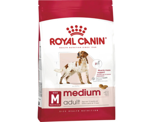 Granuly Royal Canin Medium Adult pre psy staršie ako 12 mesiacov od 11 do 25 kilogramov na podporu svalovej hmoty a zdravia.